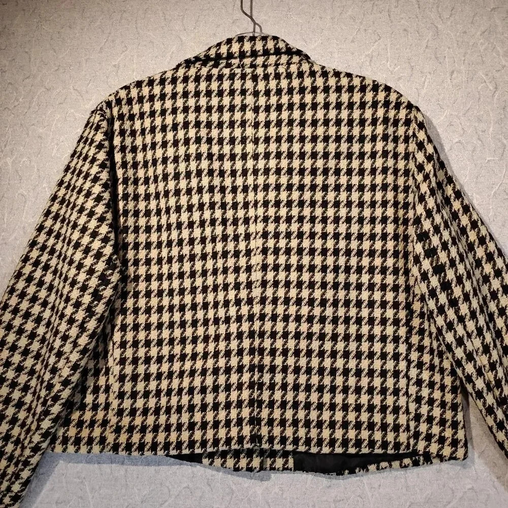 Lily Morgan NWOT Women's Black and Tan Houndstooth Long Sleeve Blazer Size Large - Picture 7 of 9